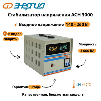 Однофазный стабилизатор напряжения Энергия АСН 3000 - Стабилизаторы напряжения - Однофазные стабилизаторы напряжения 220 Вольт - Энергия АСН - Магазин стабилизаторов напряжения Ток-Про