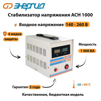 Однофазный стабилизатор напряжения Энергия АСН 1000 - Стабилизаторы напряжения - Однофазные стабилизаторы напряжения 220 Вольт - Энергия АСН - Магазин стабилизаторов напряжения Ток-Про