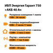 ИБП для котла Энергия Гарант 750 + Аккумулятор 40 Ач 12 В (450Вт - 49мин) - ИБП и АКБ - ИБП для котлов - Магазин стабилизаторов напряжения Ток-Про